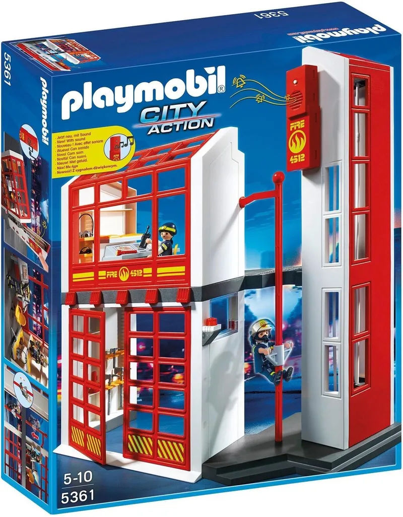 Brandweerkazerne met sirene - 5361 van Playmobil in Rood – productfoto