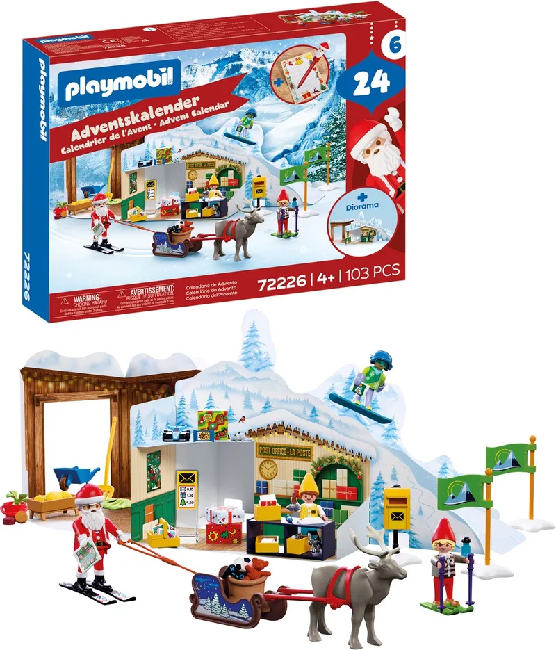 Christmas | Adventskalender: Op de Noordpool | 24-daagse kerstwereld met Kerstman, elfjes, rendier en postkantoor | Voor kinderen vanaf 4 jaar | 72226 by Playmobil in Meerkleurig – product photo