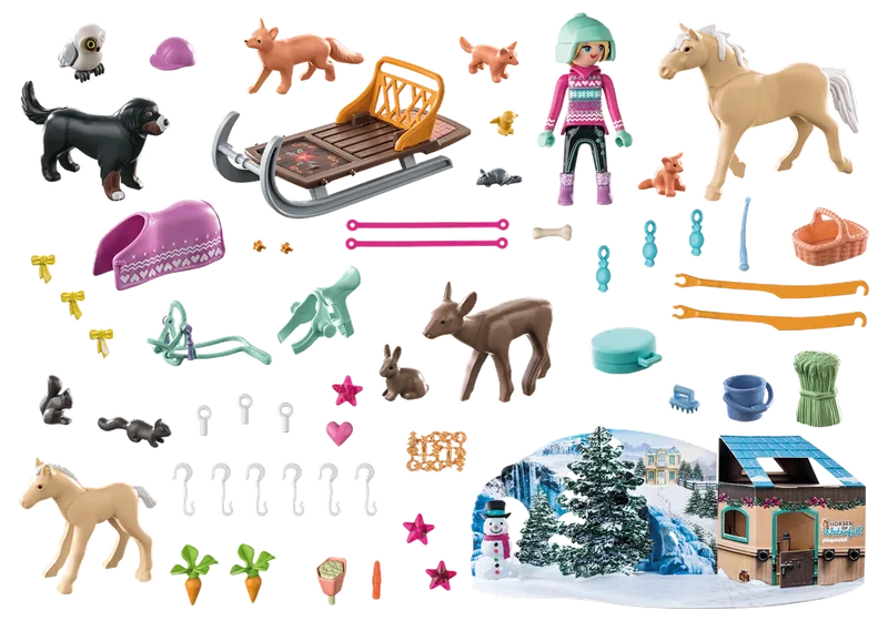 71345 Adventskalender Pferde: Weihnachtliche Schlittenfahrt fra Playmobil – produktbillede 2 af 3