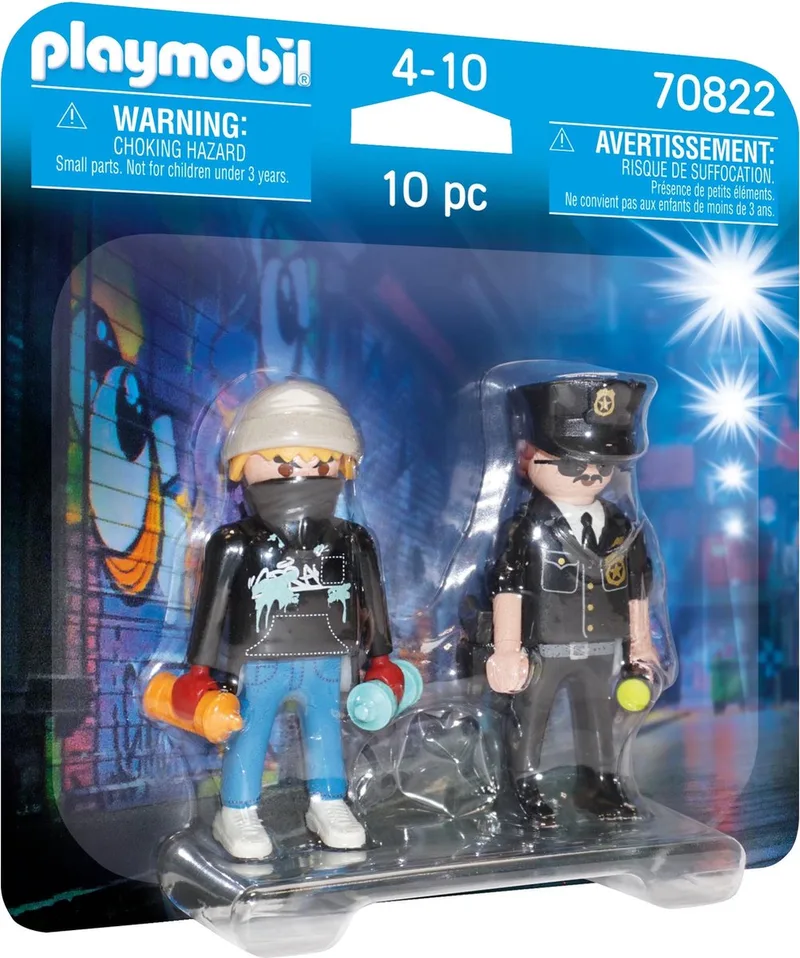 DuoPack politieagent en graffiti spuiter- 70822 de Playmobil en Multicolor – photo du produit