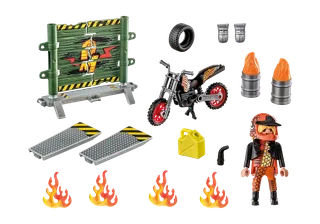 71256 Starter Pack Stuntshow Motorrad mit Feuerwand de Playmobil – photo du produit 3 sur 4
