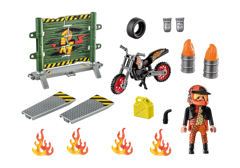 71256 Starter Pack Stuntshow Motorrad mit Feuerwand de Playmobil – photo du produit 3 sur 4