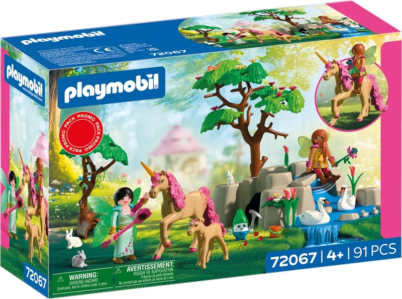 Fantasie & Magie Feeënuitje | 2 Feeën, Eenhoornfamilie & Joyling met Edelsteengrot | Stimuleert Creativiteit | Kinderspeelgoed voor kinderen vanaf 4 jaar | 72067 van Playmobil in Meerkleurig – productfoto