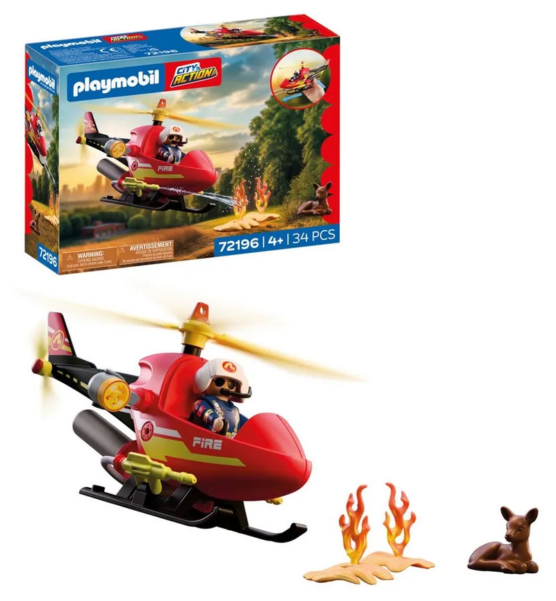 Feuerwehr-Helikopter (72196), City Action Konstruktions-Spielset, Made in Europe by Playmobil in Bunt – product photo