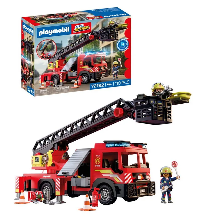 Feuerwehr-Leiterfahrzeug (72192), City Action Konstruktions-Spielset, mit Licht- und Soundeffekten fra Playmobil i Bunt – produktbillede