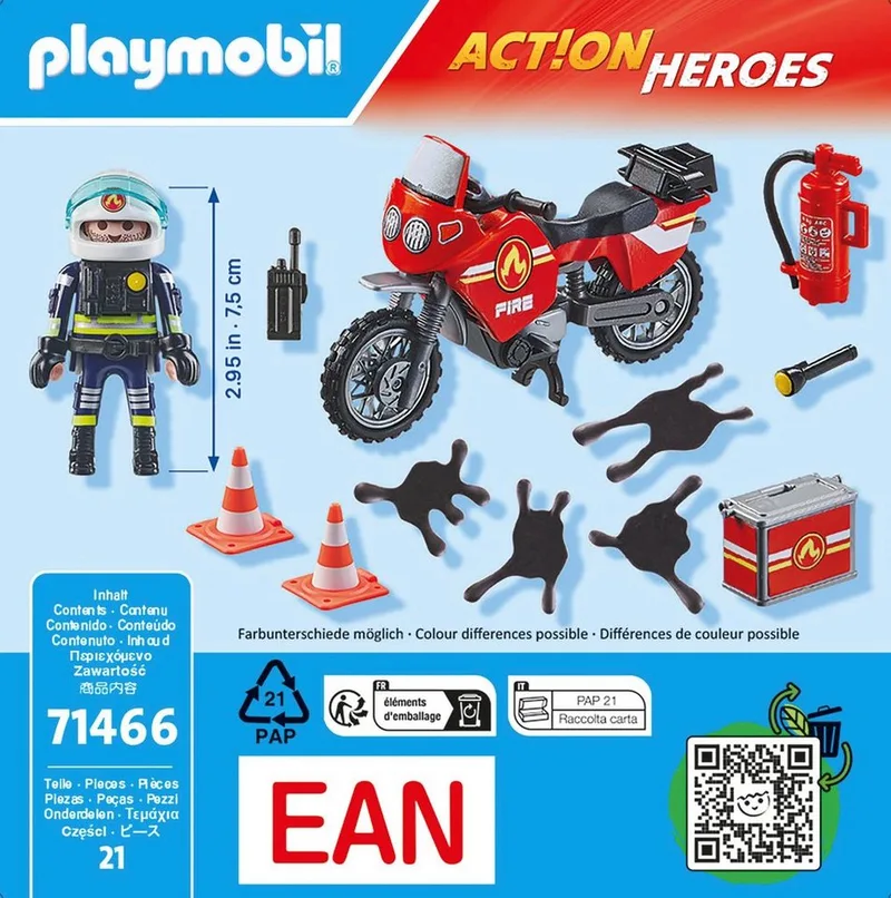 71466 Feuerwehrmotorrad am Unfallort von Playmobil in Mehrfarbig – Produktfoto 4 von 4