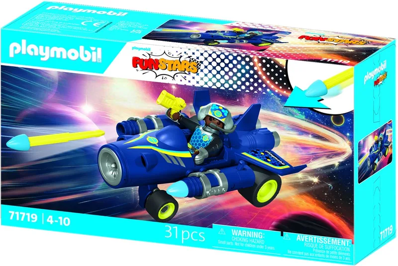 Fun Stars | Rasender Space-Jet | Spielzeug ab 4 Jahren | Geschenk für Kinder | Spielzeug Auto | Mit Rückzugmotor & Schießfunktion | 71717 de Playmobil en Multi kleuren – photo du produit