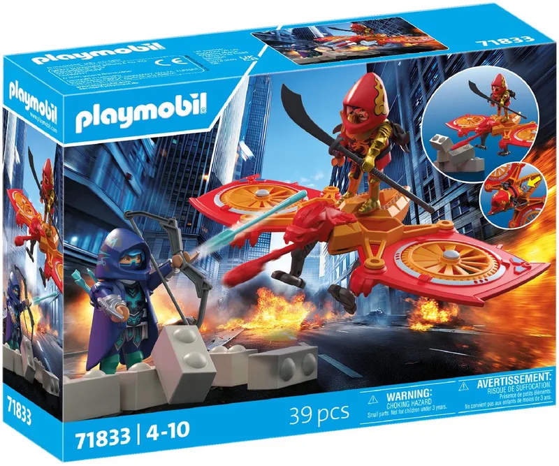 Helden | Heldendrone tegen boze ninja | Speelgoed vanaf 5 jaar | Cadeau voor kinderen | Met drone & speelfiguren voor avontuurlijke rollenspellen | 71833 van Playmobil in Multi kleuren – productfoto