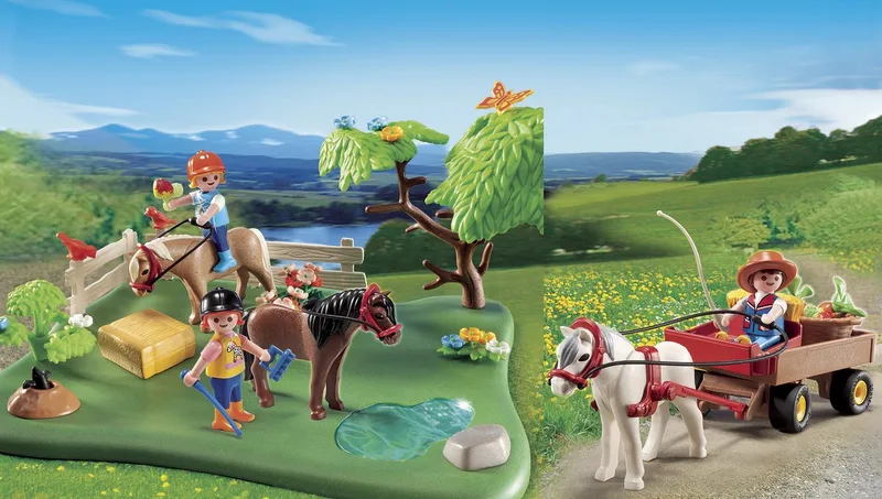 Jubileum Compact Set Ponyweide met hooiwagen / CompactSet anniversaire "Cavaliers avec poneys et carriole" by Playmobil in Meerkleurig – product photo