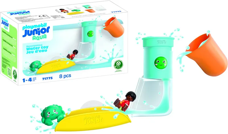 JUNIOR AQUA - Waterval Tank met Glijbaan - Duurzaam Badspeelgoed met Glijbaan en Waterval - 71775 by Playmobil in Multi kleuren – product photo