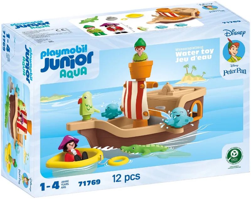 JUNIOR & Disney: Peter Pans spetterend piratenschip 71769 de Playmobil en Meerkleurig – photo du produit