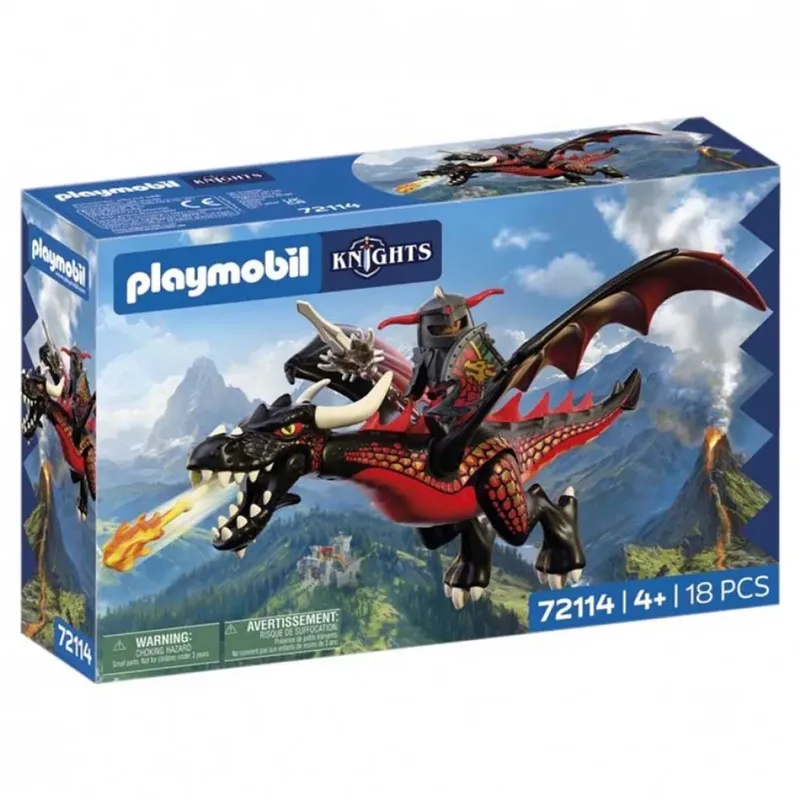 Knights Speelset Zwarte Draak met Ridder - Fantasie Avontuur. de Playmobil en Zwart – photo du produit