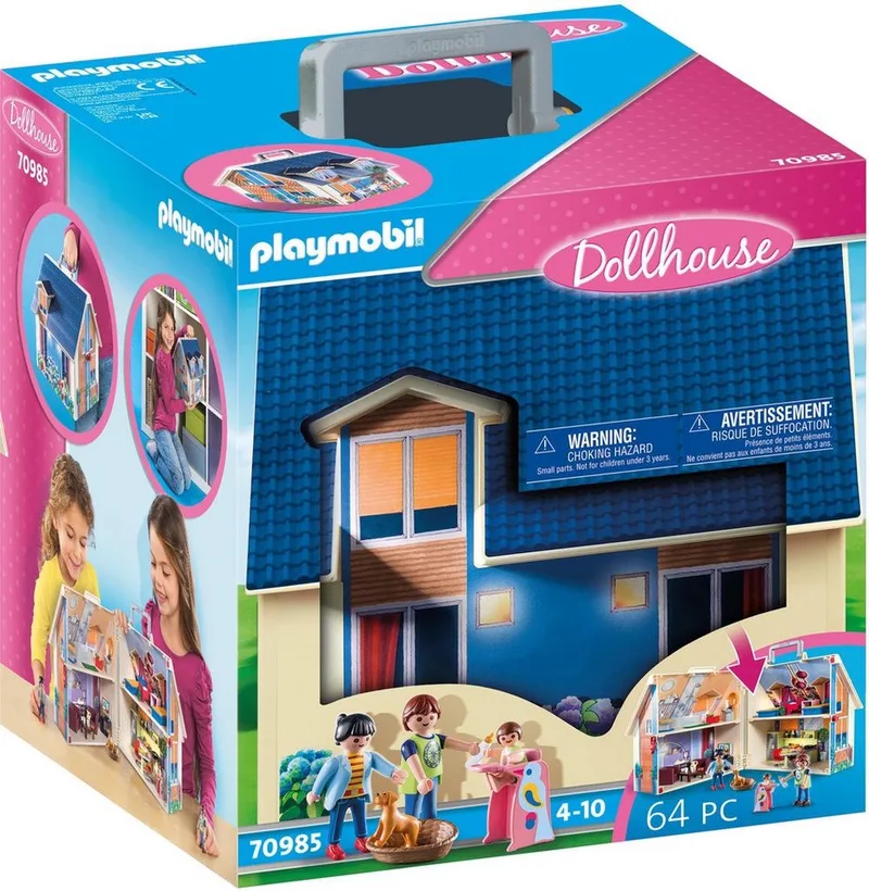 Mitnehm-Puppenhaus (70985), Dollhouse Konstruktions-Spielset, (64 St), Made in Europe by Playmobil in Bunt – product photo