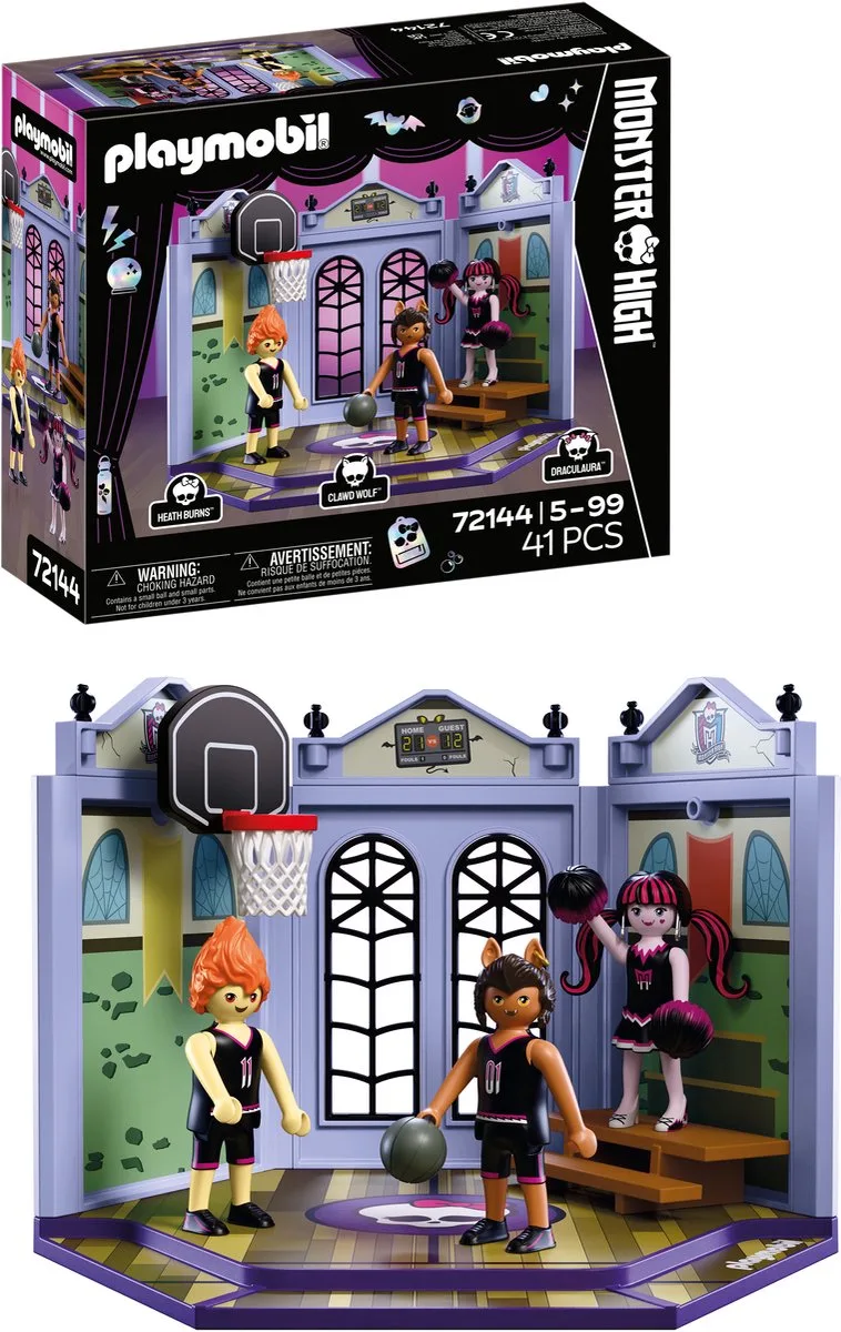 Monster High™ | Gymzaal | Sporthal met Draculaura, Clawd Wolf, Heath Burns & basketbalactie | Voor fans vanaf 5 jaar | 72144 von Playmobil in Meerkleurig – Produktfoto