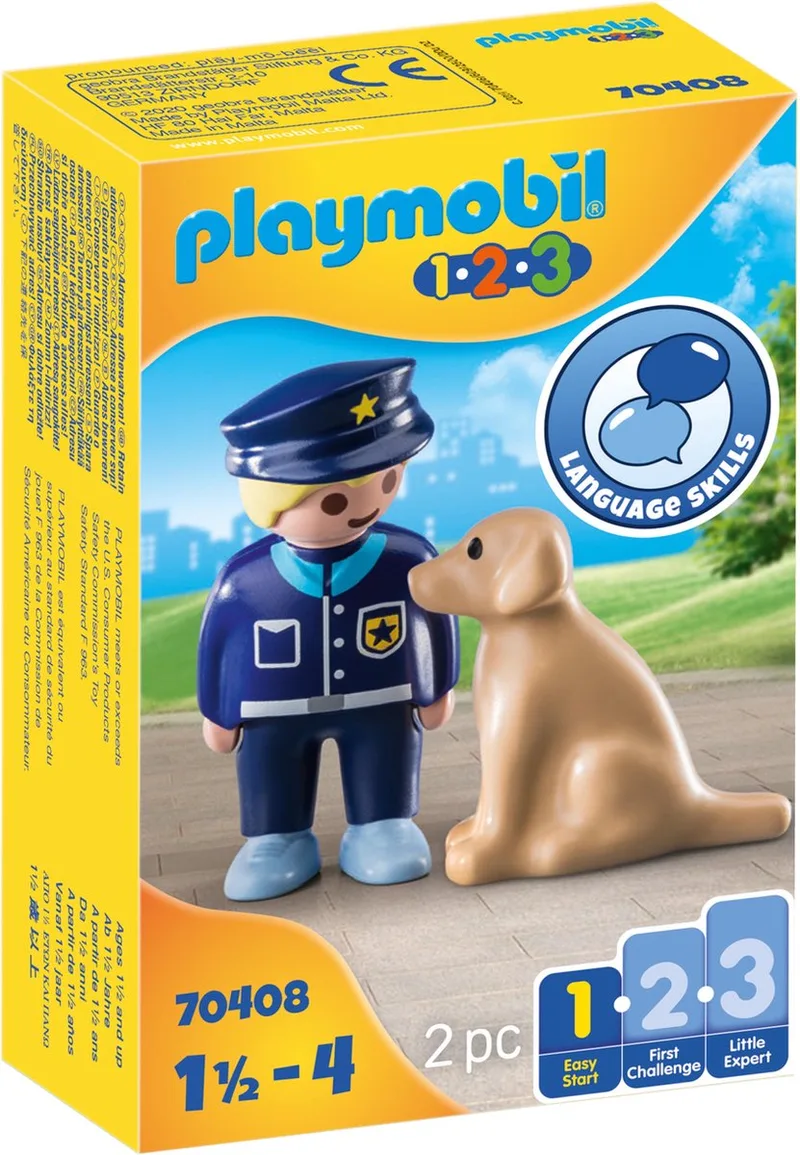 PLAYMOBIL 1.2.3 Politieman met hond - 70408 van Playmobil in Multicolor – productfoto