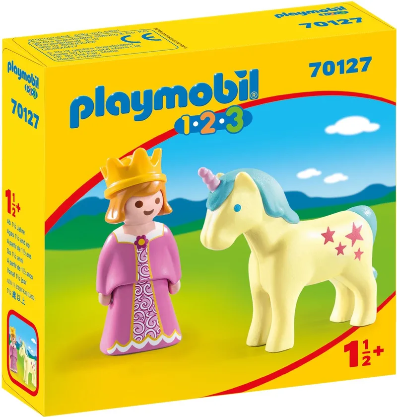 PLAYMOBIL 1.2.3 Prinses en eenhoorn - 70127 von Playmobil in Rosa – Produktfoto