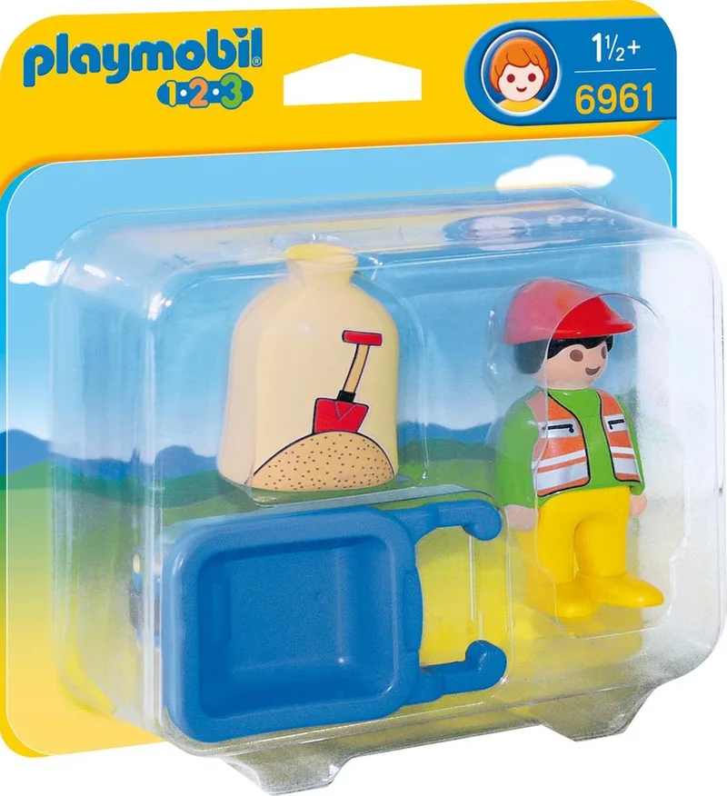 Playmobil 123 Arbeider met kruiwagen - 6961 von Playmobil in Blauw – Produktfoto