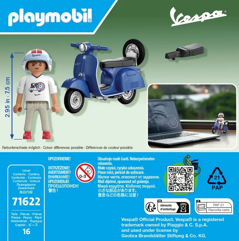 PLAYMOBIL 1969 Vespa 150 Sprint Veloce, blauw - 71622 de Playmobil en Multicolore – photo du produit 5 sur 5