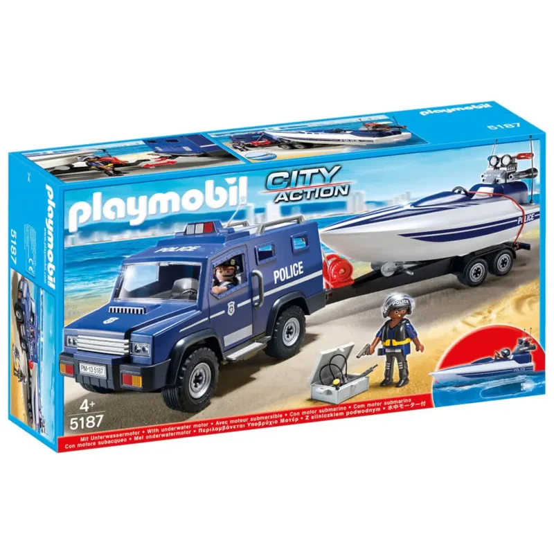 City Action Politietruck met Speedboot - 5187 van Playmobil – productfoto