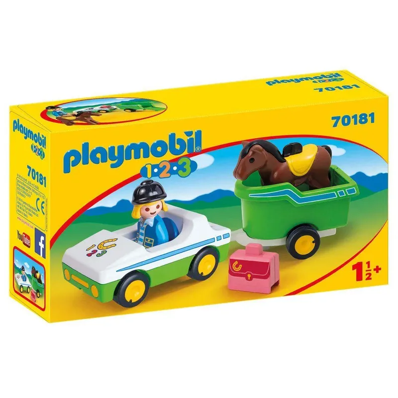 PLAYMOBIL® 70181 1.2.3 PKW mit Pferdeanhänger van Playmobil – productfoto