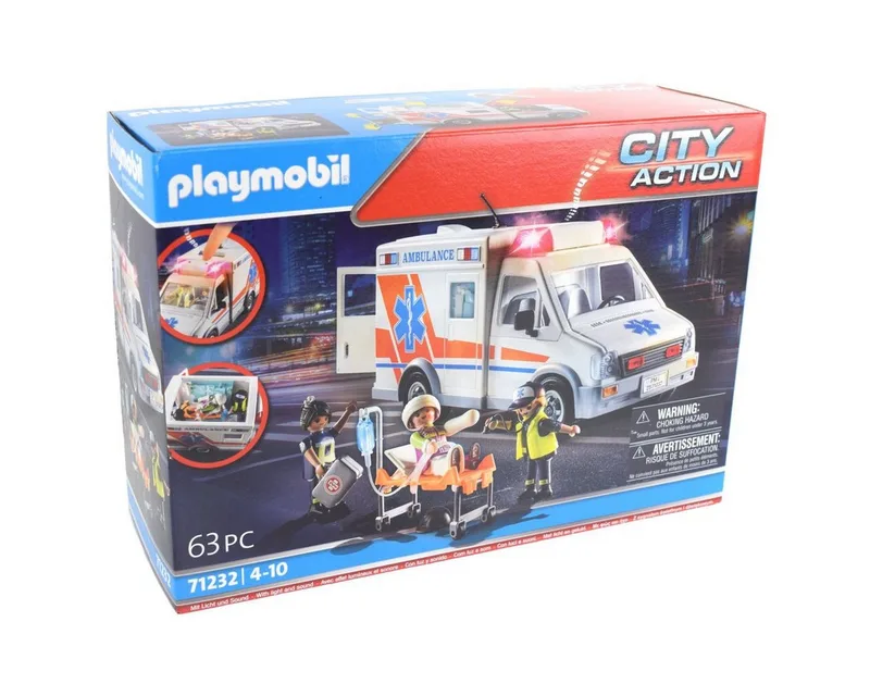 Playmobil 71232 City Action Rettungswagen mit Licht und Sound Spielbausteine, (71232) fra Playmobil i Bunt – produktbillede