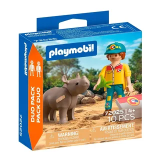 PLAYMOBIL® 72025 DuoPack Tierpfleger mit Nashorn de Playmobil en Multicolore – photo du produit 2 sur 2