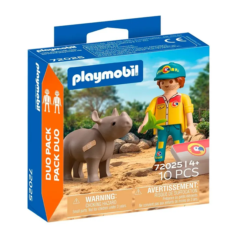 PLAYMOBIL® 72025 DuoPack Tierpfleger mit Nashorn de Playmobil en Multicolore – photo du produit 2 sur 2