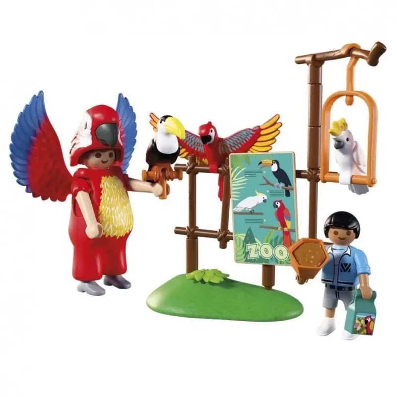 Playmobil – 72074 – Speelset dierentuin – papegaai en kind de Playmobil en Blauw – photo du produit