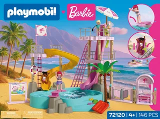 PLAYMOBIL – 72120 – Waterpark – Glijbanen – Barbiefiguren de Playmobil en Bleu – photo du produit 4 sur 5
