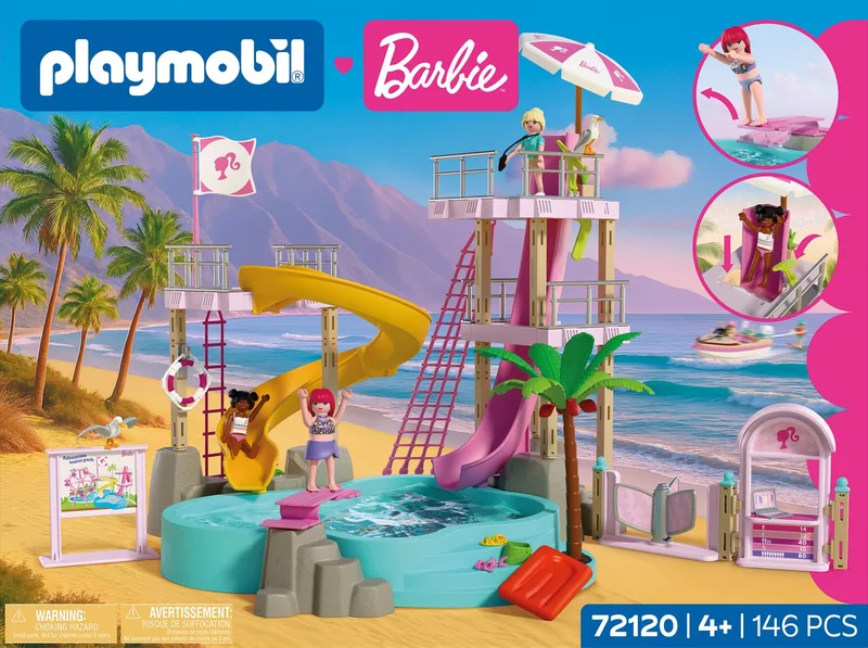 PLAYMOBIL – 72120 – Waterpark – Glijbanen – Barbiefiguren de Playmobil en Bleu – photo du produit 4 sur 5
