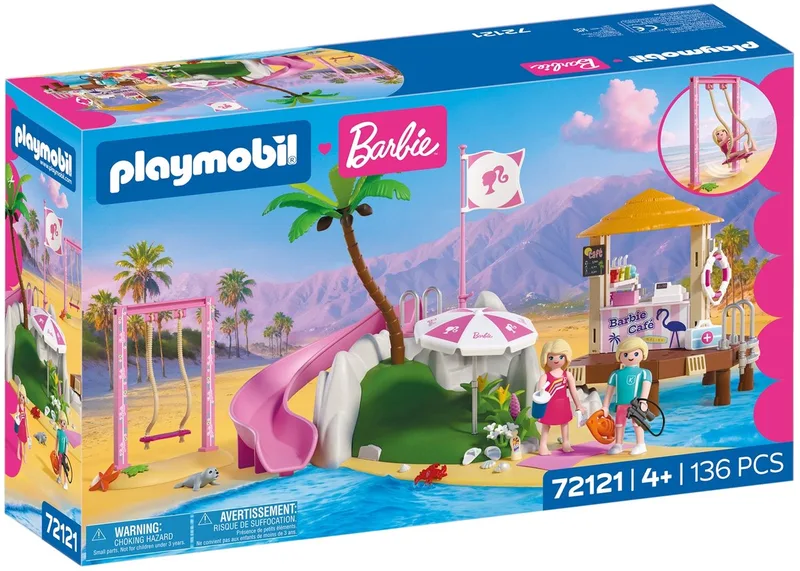 PLAYMOBIL – 72121 – Speelset – Barbie Beach Café – 136-delig de Playmobil en Blauw – photo du produit