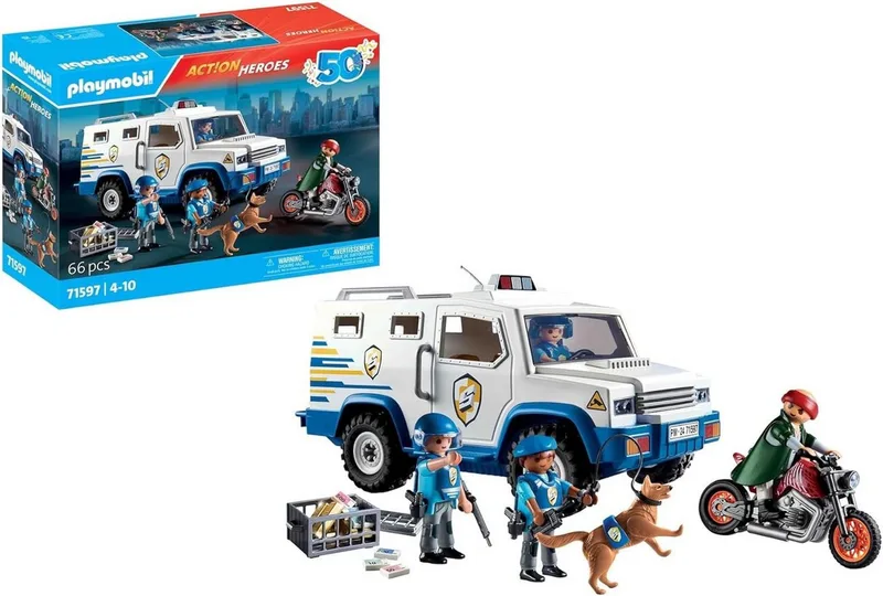 PLAYMOBIL Action Heroes 71597 Geldtransporter +3 Polizisten 4+ Konstruktions-Spielset by Playmobil – product photo