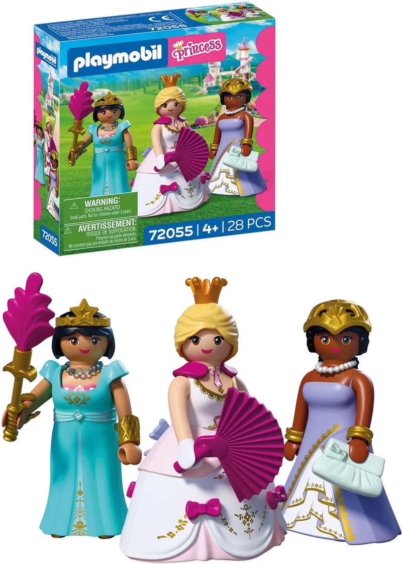 Princess | Drie prinsessen | 3 figuren met verschillende kleding en accessoires | Stimuleert creativiteit | Prinsessenspeelgoed voor kinderen vanaf 4 jaar | 72055 by Playmobil in Meerkleurig – product photo