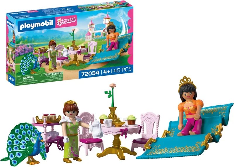 Princess | Een bezoek van ver | 2 prinsessen met vliegend tapijt en theekransje | Stimuleert creativiteit | Prinsessenspeelgoed voor kinderen vanaf 4 jaar | 72054 by Playmobil in Meerkleurig – product photo