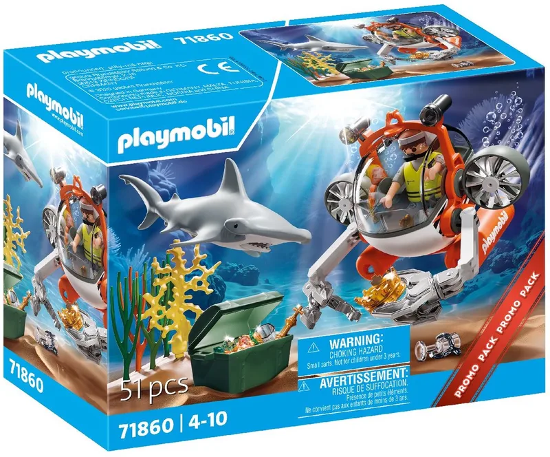 Promo Pack | Schatzoeken met duikboot | Speelgoed vanaf 4 jaar | Cadeau voor kinderen | Stimuleert creativiteit & dorst naar avontuur | Onderwateravontuur met figuren & accessoires | 71860 von Playmobil in Multicolore – Produktfoto