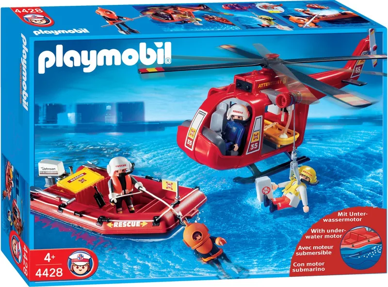 Reddingshelikopter en boot - 4428 von Playmobil in Rood – Produktfoto