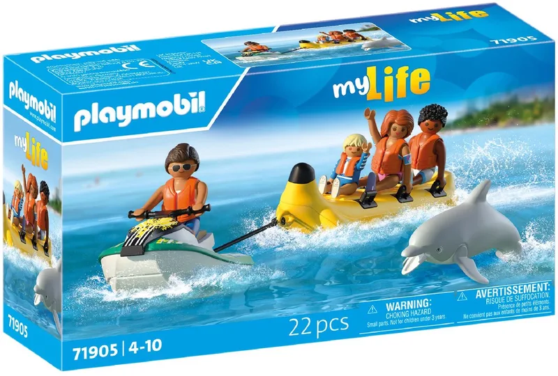 Vakantie op het Strand | Bananenboot Tour | Speelgoed voor kinderen vanaf 4 jaar | Cadeau voor kinderen | Stimuleert creativiteit & avontuurlijkheid | Waterpret met Figuren & Jet Ski | 71905 by Playmobil in Multicolor – product photo