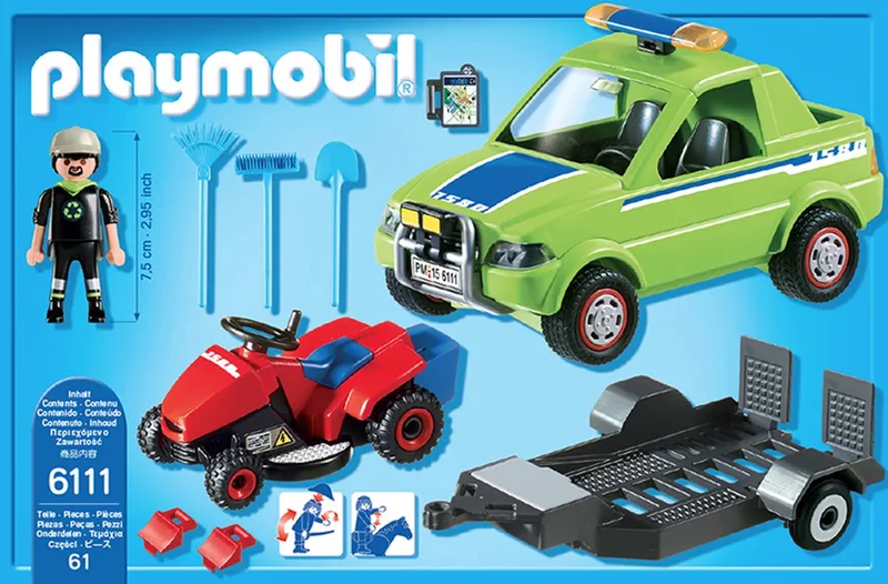 Voertuig groenbeheer met grasmaaier / Jardinier avec véhicule et tracteur tondeuse von Playmobil in Groen – Produktfoto