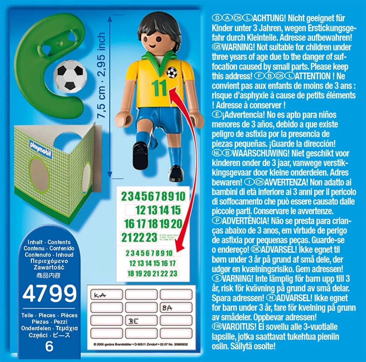 Voetbalspeler Brazilië/Joueur équipe Brésil de Playmobil en Multicolore – photo du produit