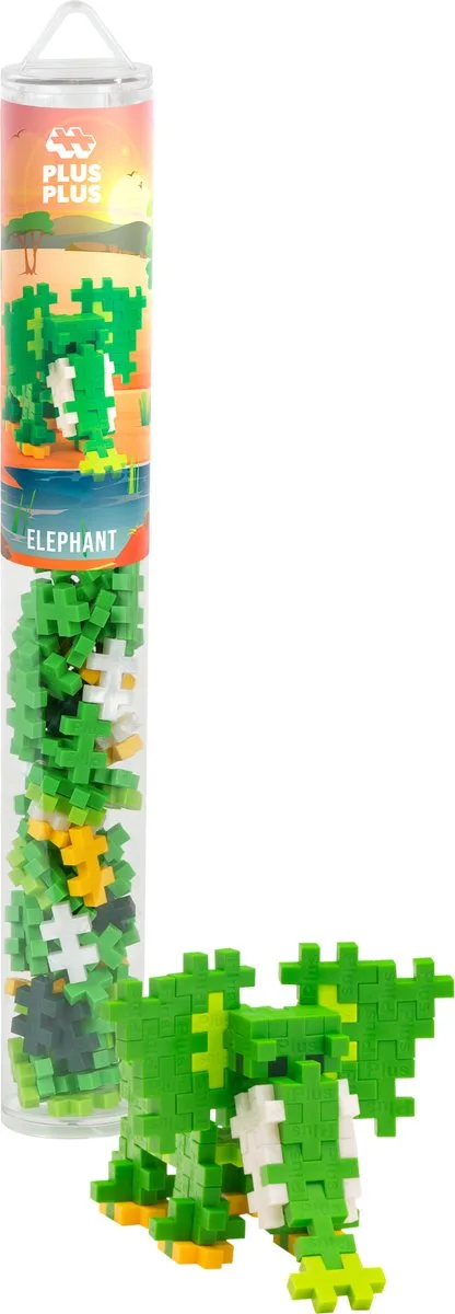 100 delige bouwset Tube - 4323 - Bouwspeelgoed - Constructiespeelgoed - Set met bouwstenen - Vanaf 5 jaar van Plus-Plus in Olifant – productfoto