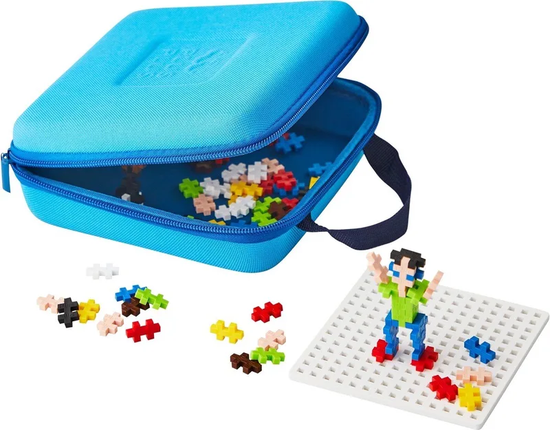 Basic Speelkoffer Draagtas 100 delige bouwset - 7012 - Bouwspeelgoed - Constructiespeelgoed - Set met bouwstenen - Vanaf 5 jaar van Plus-Plus in Blauw – productfoto