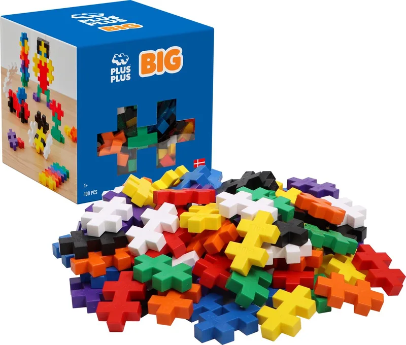 BIG 100 delige bouwset - 3210 - Bouwspeelgoed - Constructiespeelgoed - Set met bouwstenen - Vanaf 1 jaar von Plus-Plus in Basic mix – Produktfoto