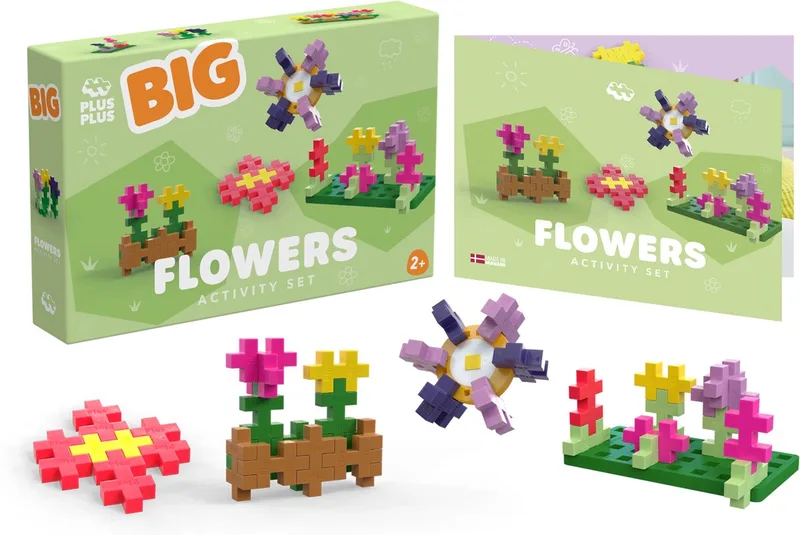 BIG Activity Flowers – 4355 – Bouwspeelgoed – Constructiespeelgoed – Set met 40 bouwstenen – Vanaf 1 jaar by Plus-Plus in Bloemen – product photo