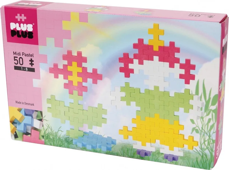Big - Meisje en Bloem - Constructiespeelgoed- - 50 pcs by Plus-Plus in Pastel – product photo