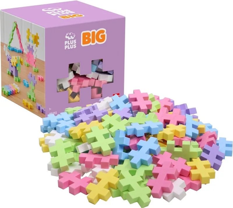BIG Pastel 100 delige bouwset - 3412 - Bouwspeelgoed voor kleine kinderen - Constructiespeelgoed - Set met bouwstenen - Vanaf 1 jaar van Plus-Plus in Pastel mix – productfoto