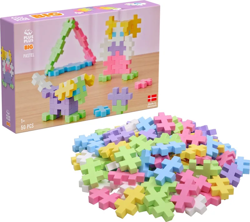 BIG Pastel 50 delige bouwset - 3273 - Bouwspeelgoed - Constructiespeelgoed - Set met bouwstenen - Vanaf 1 jaar van Plus-Plus in Pastel mix – productfoto