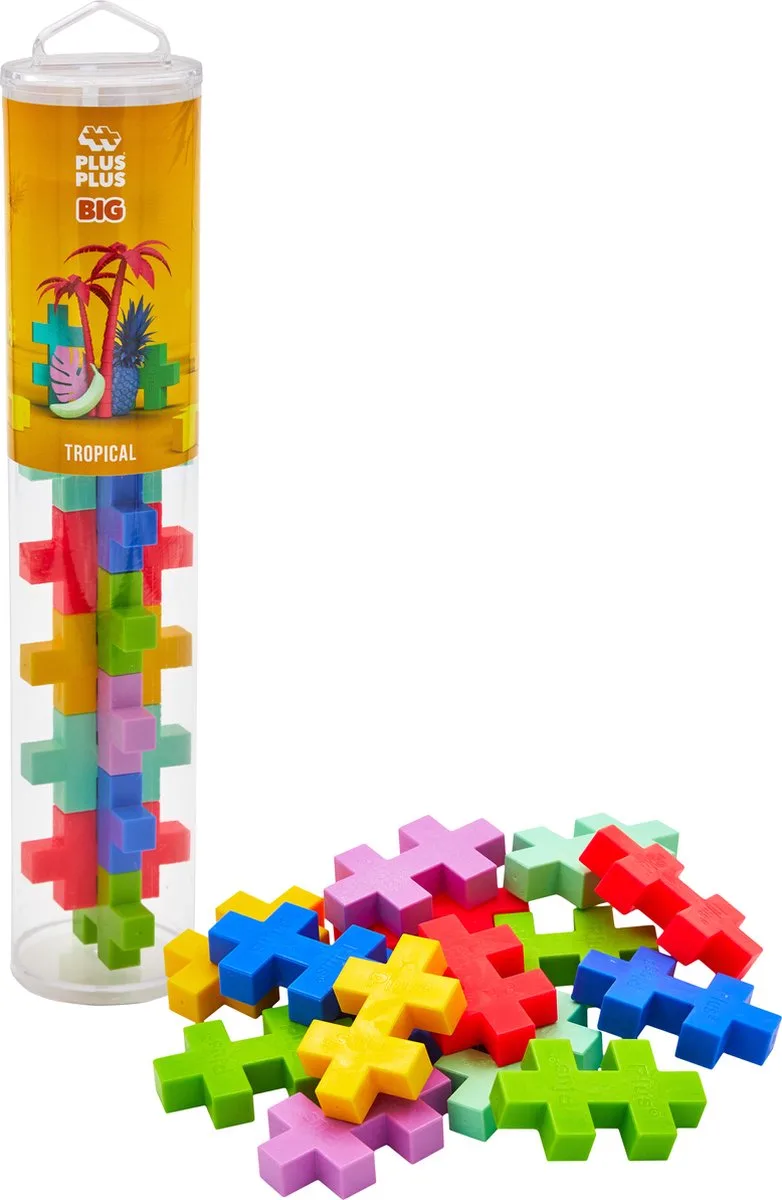 BIG Tube 15 delige bouwset - 3431 - Bouwspeelgoed - Constructiespeelgoed - Set met bouwstenen - Vanaf 1 jaar van Plus-Plus in Tropical – productfoto 1 van 3