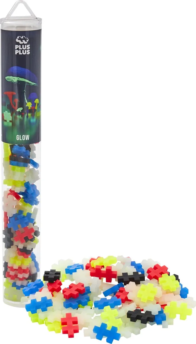 Glow in the dark Tube 100 delige bouwset - 4282 - Bouwspeelgoed - Constructiespeelgoed - Set met bouwstenen - Vanaf 5 jaar by Plus-Plus in Mix Glow in the dark – product photo