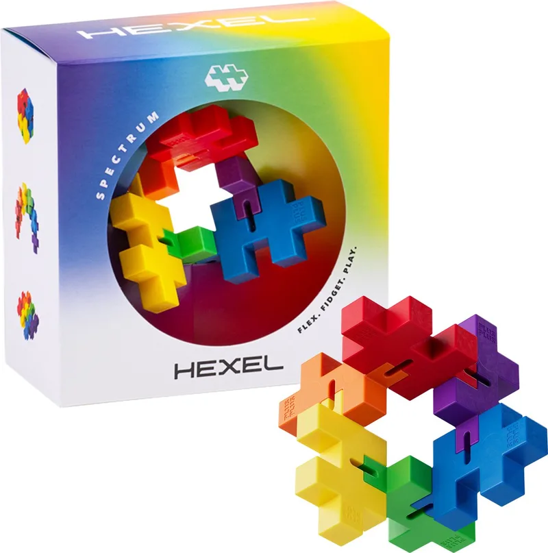 Hexel spectrum 6 delige Fidget toy - 3485 - Vanaf 3 jaar von Plus-Plus in Regenboog – Produktfoto