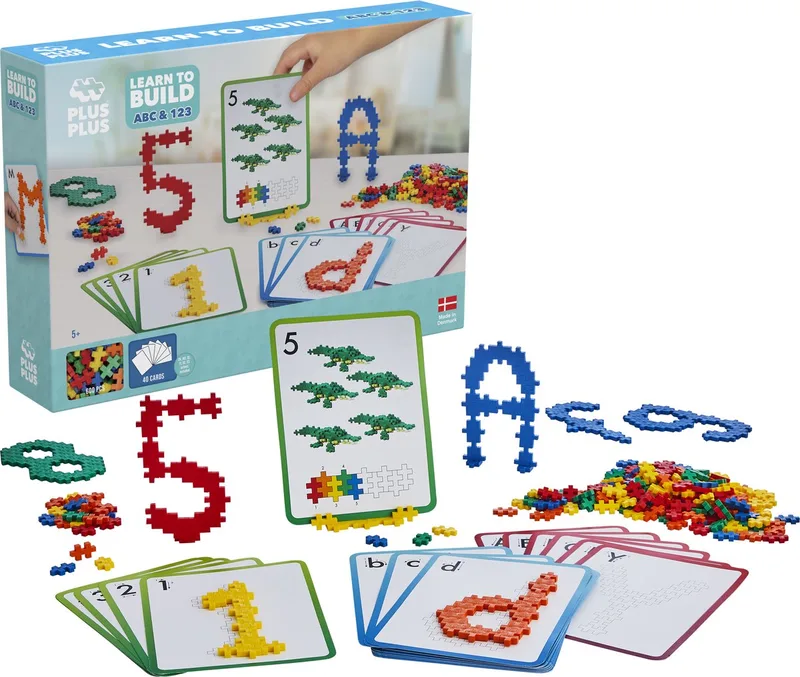 Learn to Build abc/123 bouwset - 3909 - Bouwspeelgoed - Constructiespeelgoed - Set met 600 bouwstenen - Vanaf 5 jaar von Plus-Plus in ABC & 123 – Produktfoto